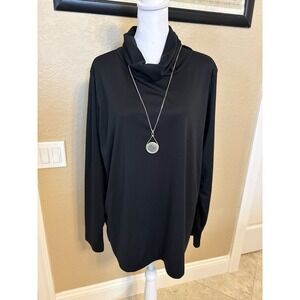 Vintage Lady Winn, California, By Teddi Black Long Sleeve Cowl Neck Tunic , XL